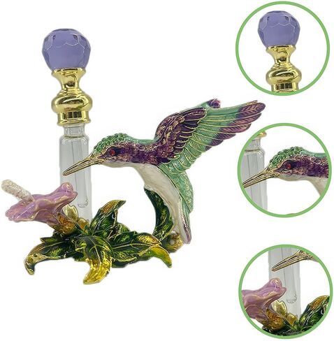 زجاجات عطر عتيقة فارغة من MEHOFOND سعة 4 مل من الطائر الطنان، زجاجة عطر كلاسيكية فاخرة من الزجاج المزخرف بالمينا للفتيات والنساء، زجاجة رائحة زيت عطري قابلة لإعادة الملء (أرجواني، أخضر) in Saudi Arabia