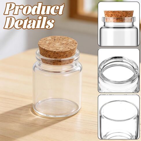 24 Pcs 50ml Mini Glass Bottles, Small Jars with Wood Cork Stoppers, Message Bottles for DIY Art Crafts Gift Valentine Wedding Birthday Party Favors Decorations in Saudi Arabia