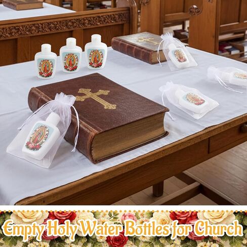 Yungyan 24 Pcs Holy Water Bottles 2oz Our Lady of Guadalupe Catholic Baptism Favors Plastic Empty Holy Containers First Communion Confirmation Gifts for Church Event Guest Baby Shower in Saudi Arabia