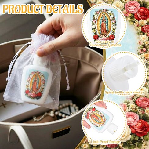Yungyan 24 Pcs Holy Water Bottles 2oz Our Lady of Guadalupe Catholic Baptism Favors Plastic Empty Holy Containers First Communion Confirmation Gifts for Church Event Guest Baby Shower in Saudi Arabia