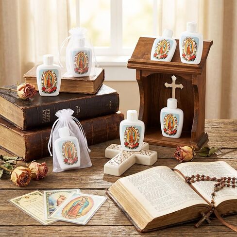 Yungyan 24 Pcs Holy Water Bottles 2oz Our Lady of Guadalupe Catholic Baptism Favors Plastic Empty Holy Containers First Communion Confirmation Gifts for Church Event Guest Baby Shower in Saudi Arabia