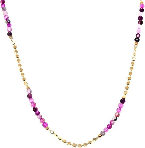 البوهيمي الأرجواني العقيق مباراة الذهب الخرز قلادة للنساء أنيقة الطبقات قلادة قابل للتعديل طول المجوهرات اليومية للنساء in Kuwait