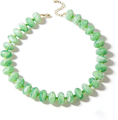 Beaded Necklace for Women Chunky Necklace Boho Bead Choker Acrylic Big Bead Necklaces Summer Beach Jewelry Christmas Gifts for Women in Saudi Arabia
