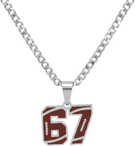 67 Necklace Basketball Soccer Baseball Team Number Pendant Inspirational Sport Necklaces Chunky Chain Football Jewelry Gift in Saudi Arabia