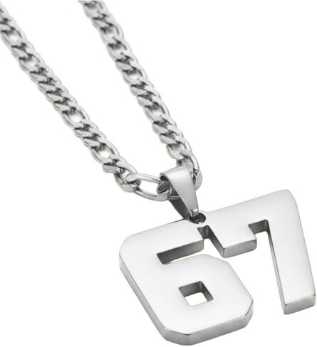67 Necklace Basketball Soccer Baseball Team Number Pendant Inspirational Sport Necklaces Chunky Chain Football Jewelry Gift in Saudi Arabia