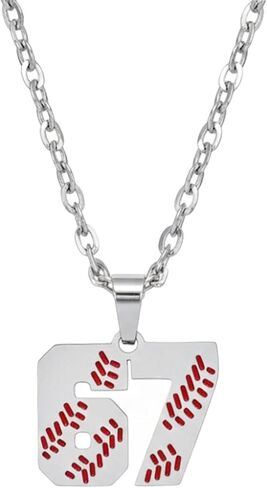 67 Necklace Basketball Soccer Baseball Team Number Pendant Inspirational Sport Necklaces Chunky Chain Football Jewelry Gift in Saudi Arabia