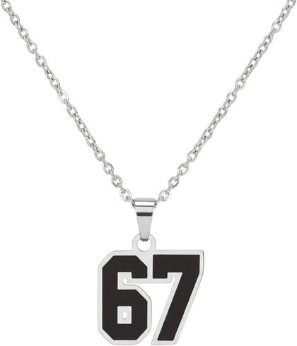 67 Necklace Basketball Soccer Baseball Team Number Pendant Inspirational Sport Necklaces Chunky Chain Football Jewelry Gift in Saudi Arabia