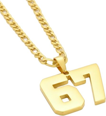 67 Necklace Basketball Soccer Baseball Team Number Pendant Inspirational Sport Necklaces Chunky Chain Football Jewelry Gift in Saudi Arabia