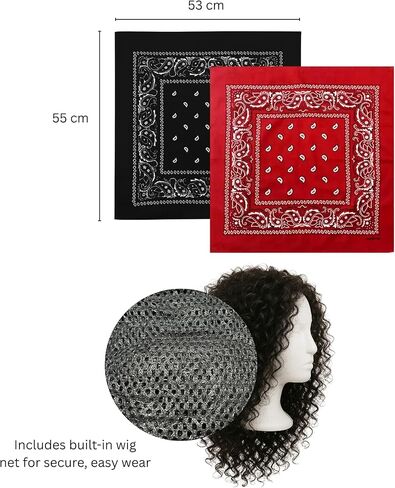 مجموعة أزياء Rockstar للبالغين - شعر مستعار أفرو، وقبعة، وقفازات للمفاصل، وباندانا حمراء وسوداء، ونظارات شمسية للهالوين، والحفلات التنكرية، والمناسبات التنكرية، وأزياء الثمانينيات in Kuwait