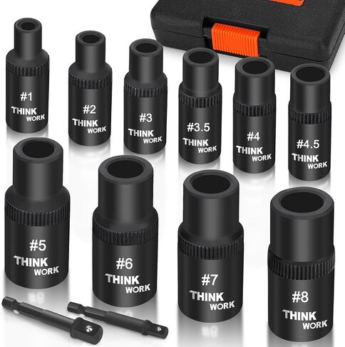 THINKWORK 12 Piece Magnetic Tap Socket Set, 1/4", 3/8" Square Drive Tap Handle Tool for Wrench in Saudi Arabia