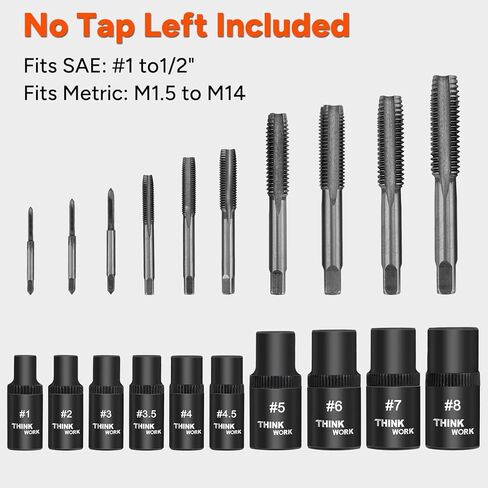 THINKWORK 12 Piece Magnetic Tap Socket Set, 1/4", 3/8" Square Drive Tap Handle Tool for Wrench in Saudi Arabia