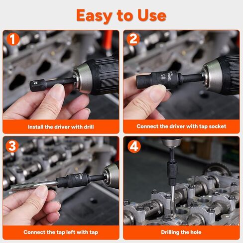 THINKWORK 12 Piece Magnetic Tap Socket Set, 1/4", 3/8" Square Drive Tap Handle Tool for Wrench in Saudi Arabia