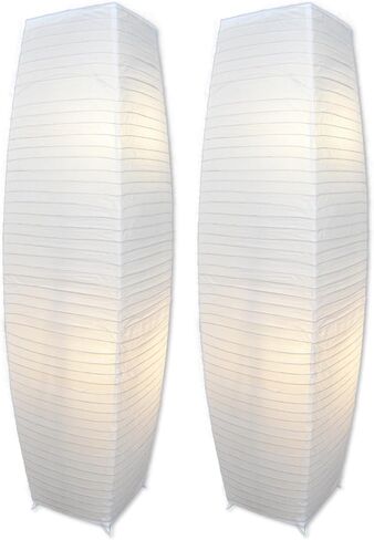 مصابيح أرضية من ورق الأرز لغرفة المعيشة من LIGHTACCENTS - عبوتان من المصابيح الورقية البيضاء الدائمة مع مفتاح تشغيل/إيقاف - مصباح ديكور أنيق لغرفة النوم لغرفة النوم - مصابيح متعددة الاستخدامات لغرفة المعيشة in Kuwait