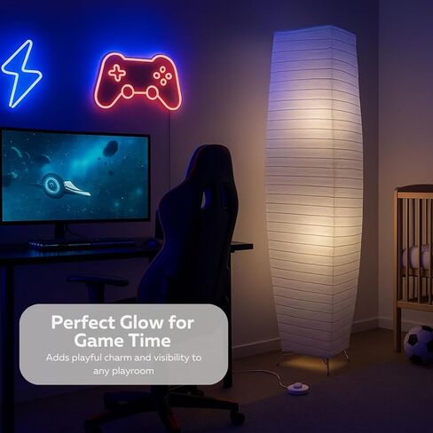 LIGHTACCENTS Rice Paper Floor Lamps for Living Room - 2-Pack White Paper Standing Lamps with On/Off Footswitch - Elegant Bedroom Decor Lamp for Bedroom - Versatile Lamps for Living Room in Saudi Arabia
