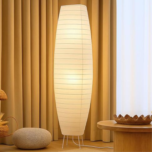 LIGHTACCENTS Rice Paper Floor Lamps for Living Room - 2-Pack White Paper Standing Lamps with On/Off Footswitch - Elegant Bedroom Decor Lamp for Bedroom - Versatile Lamps for Living Room in Saudi Arabia
