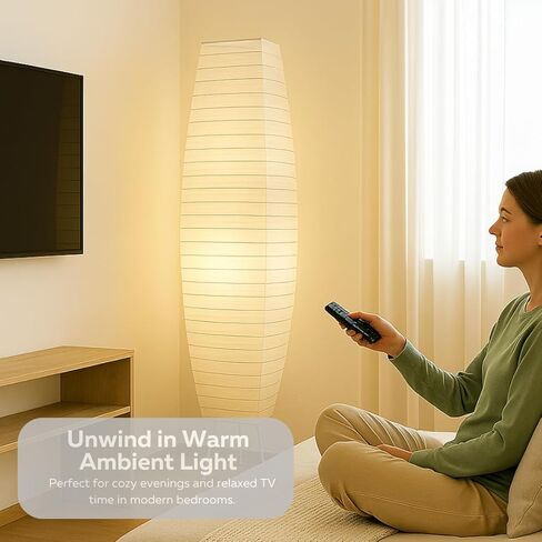 LIGHTACCENTS Rice Paper Floor Lamps for Living Room - 2-Pack White Paper Standing Lamps with On/Off Footswitch - Elegant Bedroom Decor Lamp for Bedroom - Versatile Lamps for Living Room in Saudi Arabia
