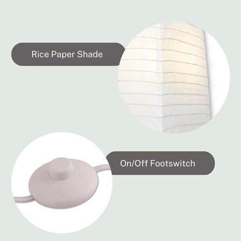 LIGHTACCENTS Rice Paper Floor Lamps for Living Room - 2-Pack White Paper Standing Lamps with On/Off Footswitch - Elegant Bedroom Decor Lamp for Bedroom - Versatile Lamps for Living Room in Saudi Arabia