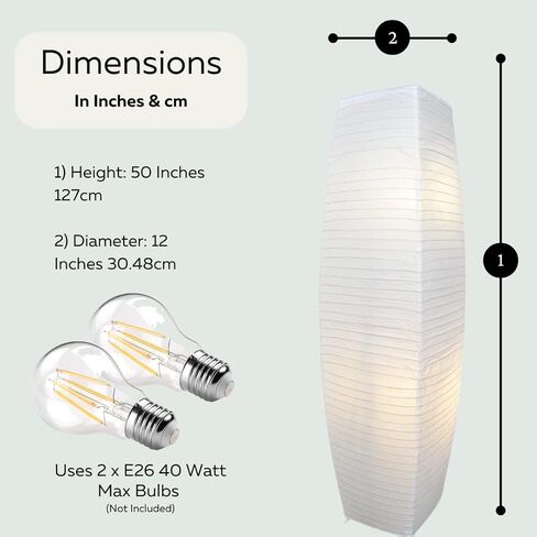 LIGHTACCENTS Rice Paper Floor Lamps for Living Room - 2-Pack White Paper Standing Lamps with On/Off Footswitch - Elegant Bedroom Decor Lamp for Bedroom - Versatile Lamps for Living Room in Saudi Arabia