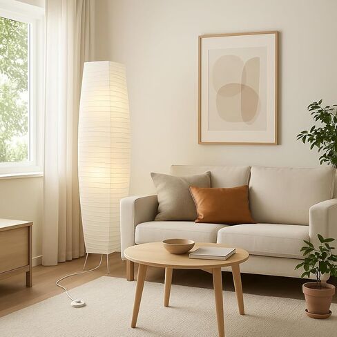 مصابيح أرضية من ورق الأرز لغرفة المعيشة من LIGHTACCENTS - عبوتان من المصابيح الورقية البيضاء الدائمة مع مفتاح تشغيل/إيقاف - مصباح ديكور أنيق لغرفة النوم لغرفة النوم - مصابيح متعددة الاستخدامات لغرفة المعيشة in Kuwait