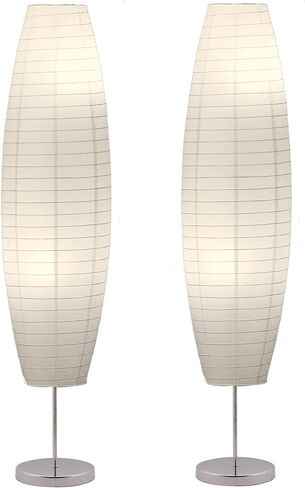 LIGHTACCENTS Rice Paper Floor Lamps for Living Room - 2-Pack White Paper Standing Lamps with On/Off Footswitch - Elegant Bedroom Decor Lamp for Bedroom - Versatile Lamps for Living Room in Saudi Arabia