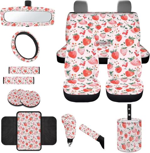 مجموعة كاملة من أغطية مقاعد السيارة بطباعة الفراولة in Kuwait
