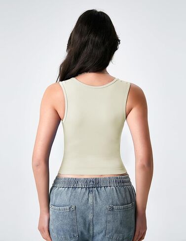 Women’s Ribbed Square Neck Crop Top Slim Fit Sleeveless Tank Top for Casual and Workout Wear in Saudi Arabia