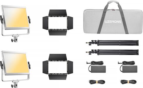 Godox Litemons 120W ثنائي اللون LED لوحة إضاءة 2-Light Kit مع حوامل وBarndoors وحقيبة حمل، 2800–6500K، التحكم في تطبيق Bluetooth، V-Mount أو طاقة التيار المتردد (LP1200BiK2) in Kuwait