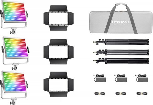 Godox Litemons 120W Bi-Color LED Light Panel 2-Light Kit with Stands, Barndoors & Carry Case, 2800–6500K, Bluetooth App Control, V-Mount or AC Power (LP1200BiK2) in Saudi Arabia
