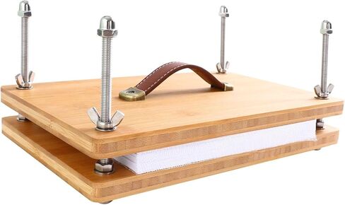11.81x7.68 Inch Bamboo I-Shaped Book Press - Portable Handle Adjustable Pressure Tool for Paper Flattening & Book Binding in Saudi Arabia