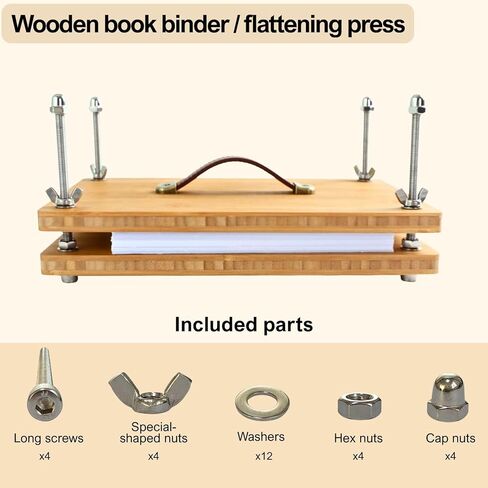 11.81x7.68 Inch Bamboo I-Shaped Book Press - Portable Handle Adjustable Pressure Tool for Paper Flattening & Book Binding in Saudi Arabia
