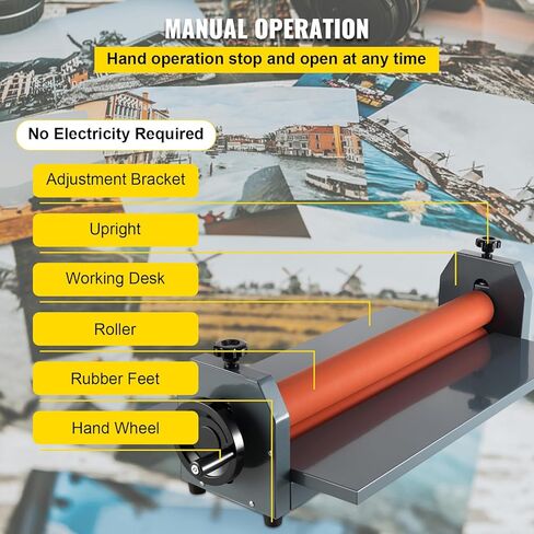 Happybuy 51 Inch Cold Laminator - Manual Vinyl Photo Film. Hand Crank Pressure. 10mm Laminator in Saudi Arabia