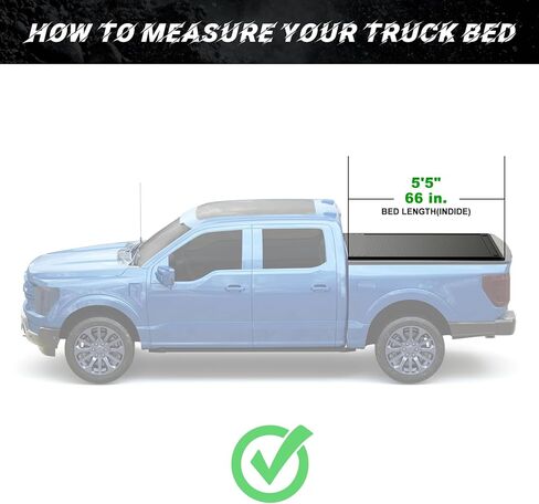 غطاء تونيو صلب قابل للسحب يناسب 2015-2026 فورد F150 | سرير F150 Lightning مقاس 5 أقدام و5 بوصات (66 بوصة)، أسود من الألومنيوم المقاوم للماء، متوافق مع العارضة ورفوف البضائع in Saudi Arabia
