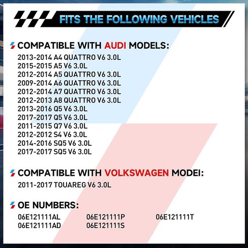 902-5218 مجموعة ترموستات تبريد المحرك متوافقة مع VW Touareg 3.0L Audi A6 A4 S4 Quattro A5 Allroad A7 A8 Q5 SQ5 Q7(C6) (C7) (C8) 2013-2016، OE#06E121111AL 06E121111AD in Kuwait