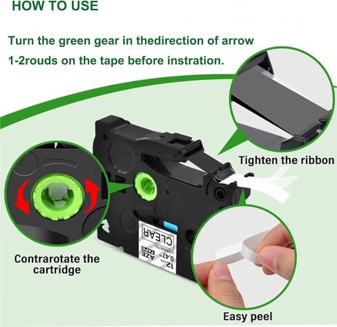 شريط ملصقات شفاف مصفح TZe 131 TZ 12 مم 0.47 TZe-131 بديل لشريط صانع الملصقات الشفاف TZe131 Tze، أسود على شفاف لـ PT-D210 PT-H110 PT-D220 PT-D400 5 عبوات in Kuwait