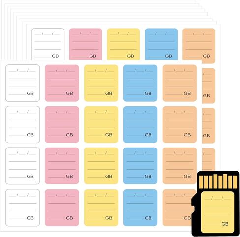 200PCS SD Card Labels, Stick-On Camera Memory Card Labels for Photographers,Multi-Color Stickers for SD Cards Classcification and Storage, Self-Adhesive, Writable(0.98"x0.78") in Kuwait