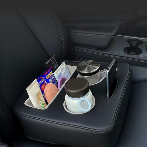 Car Back Seat Cup Holder, Leather Non-Slip Vehicle Rear Seat Drinks Tray Storage Organizer, Automotive Backseat Cup Holder Tray Expander, Universal for SUV Automobile Truck in Saudi Arabia