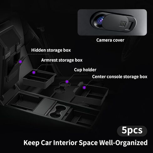 Armrest Center Console Storage Organizer Kit for Tesla Model 3 Highland 2024-2025 & Model Y Juniper 2025-2026 - with Cup Holder Car Interior Storage Accessories in Saudi Arabia