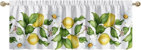 Lemon Valance, 54x18 Inch Lemon Kitchen Curtains for Window, Summer Cafe Kitchen Curtains with Rod Pocket, Lemons Curtains for Kitchen in Linen Fabric for Bedroom Home Decor, Yellow Lemon Design in Saudi Arabia