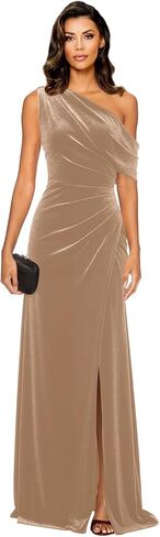 فساتين رسمية مخملية بكتف واحد لوصيفات العروس طويلة حورية البحر وحفلات التخرج المسائية مع فتحة in Kuwait