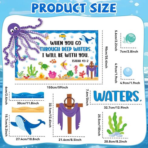Christian Religious Under The Sea Bulletin Board Set Bible Verse Back to School Ocean Sea Animal Classroom Bulletin Board Decorations DIY 3D Octopus Cutouts for Sunday School VBS Chalkboard Wall Decor in Saudi Arabia