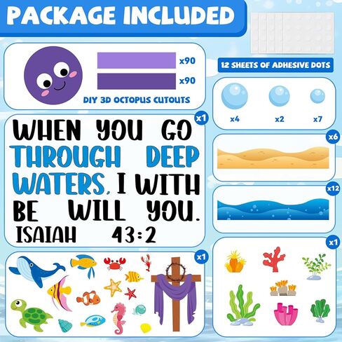 Christian Religious Under The Sea Bulletin Board Set Bible Verse Back to School Ocean Sea Animal Classroom Bulletin Board Decorations DIY 3D Octopus Cutouts for Sunday School VBS Chalkboard Wall Decor in Saudi Arabia
