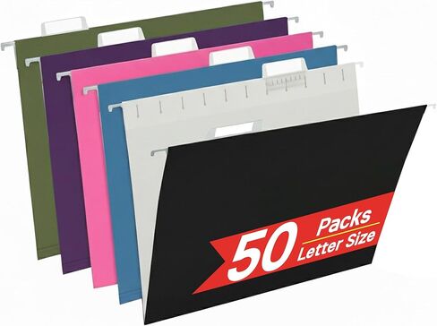 25 حزمة من مجلدات الملفات المعلقة، مجلد ملفات بحجم حرف أزرق، مصمم للملفات الضخمة، خزانة الملفات، 1/5 علامات تبويب قابلة للتعديل للمكتب والمدرسة والمنزل in Kuwait