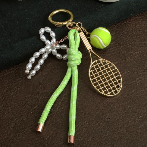 Gold Tennis Keychain, Tennis Racket with Ball Keychain Key Ring Mini Cute TennisRacket Ball Keychains with Peal, Mini Metal TennisKeychain for Women Men Gifts Christmas Gifts Sport Lovers Team in Saudi Arabia