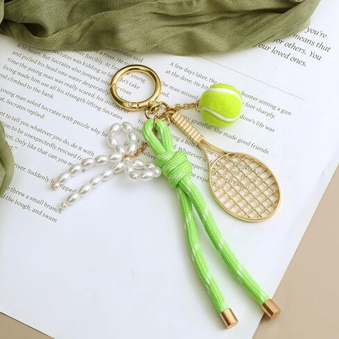 Gold Tennis Keychain, Tennis Racket with Ball Keychain Key Ring Mini Cute TennisRacket Ball Keychains with Peal, Mini Metal TennisKeychain for Women Men Gifts Christmas Gifts Sport Lovers Team in Saudi Arabia