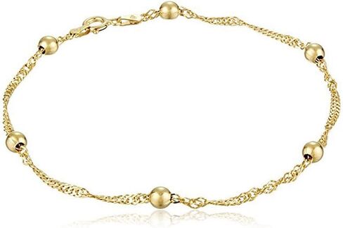 Adabele Solid Sterling Silver Gold Satellite Chain Anklet 3mm Bead Station 9 10 11 Inch Cute Dainty Hypoallergenic Nickel Free Women Jewelry Made in Italy in Saudi Arabia