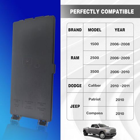 Engine Fuse Box Cover Compatible with 2006-2010 Ram 1500 2500 3500, 2010-2011 Dodge Caliber, 2010 Jeep Patriot Compass, Replacement for 68002786AA, 5175564AA in Saudi Arabia