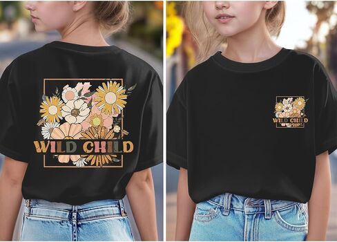 قميص بناتي مزين بالزهور قمصان أطفال برية لطيفة قمصان Tween Girl Wildflower تي شيرت جرافيك تي شيرت عتيق للفتيات قطع علوية صيفية in Kuwait