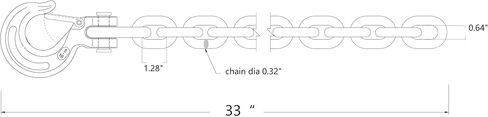 Heavy Duty Trailer Safety Chain With Hook On One End, 2pcs, Class 4 Breaking Strength As 8/0-7600lbs, 5/16''-11700lbs, 3/8''- 16200lbs. (5/16''x 33'') in Kuwait