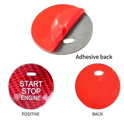 رامويل متوافق مع Mazda CX-3 CX-4 CX-5 CX-8 MX-5 Miata من ألياف الكربون محرك السيارة زر إيقاف التشغيل/غطاء مفتاح الإشعال الملحقات الداخلية (أحمر قطعة واحدة) in Kuwait