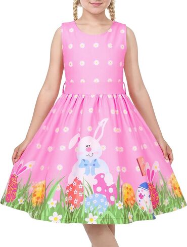 فساتين عيد الفصح للفتيات والأطفال الصغار فستان زهرة الأرنب لحفلات الربيع in Kuwait